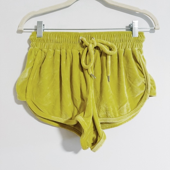 Mikoh - Yellow Velour Drawstring Shorts - Picture 1 of 3